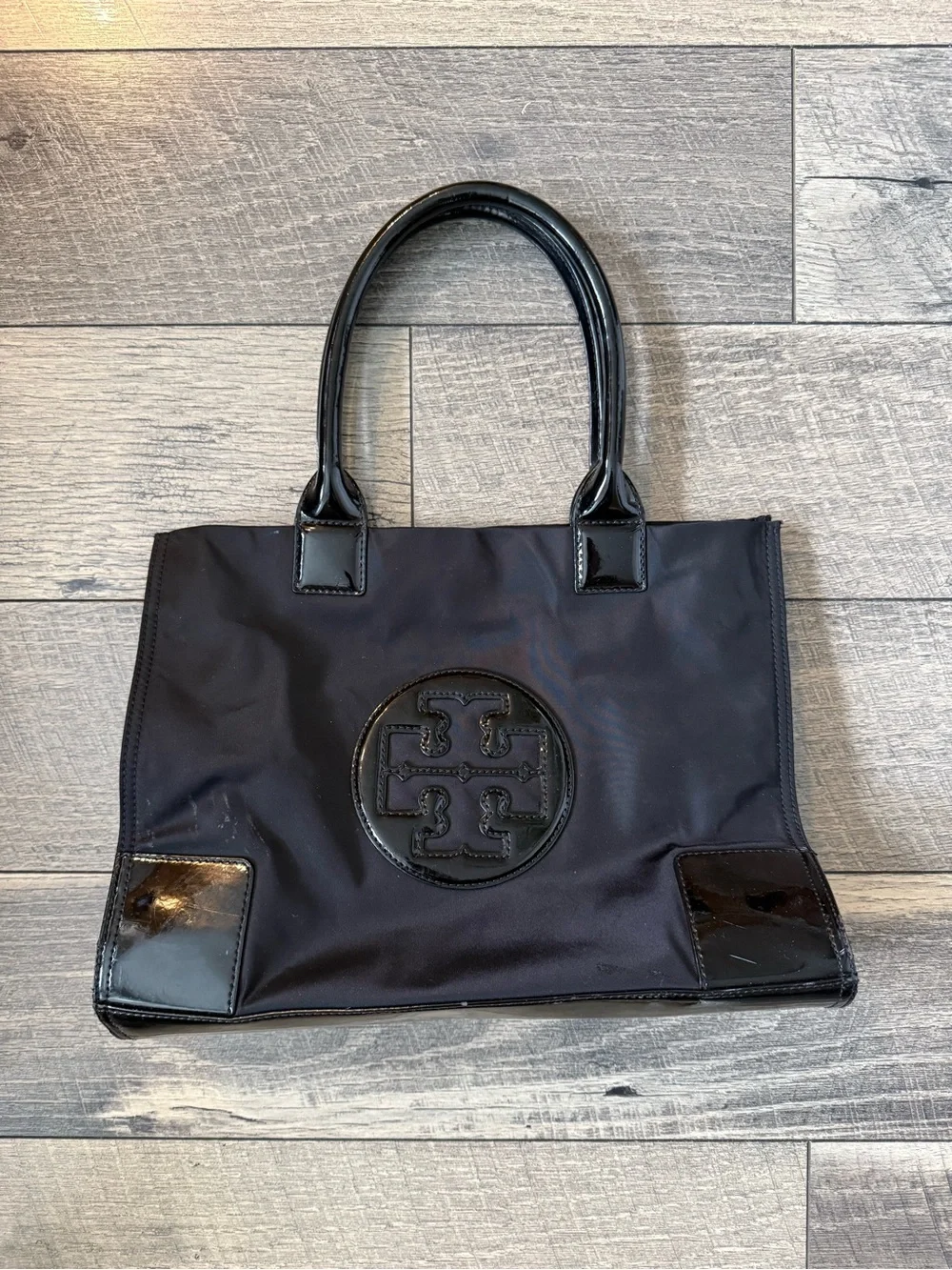 Tory Burch Black Nylon Ella Tote Bag